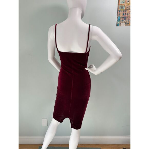 Windsor Burgundy Red Wine Velvet Mini Bodycon Cutout Corset Dress Size Small - Picture 2 of 9